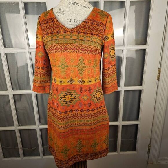 Dor Dor Couture‎ Womens Orange Print Dress Medium - Picture 1 of 5